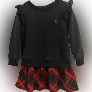 Polo by Ralph Lauren black and red holiday Christmas plaid sweatshirt dress